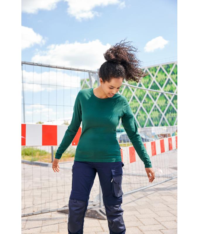Damen Ladies' Stretch-Longsleeve Work - SOLID - OCS Standard White 8706