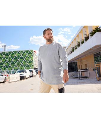 Herren Men's ORGANIC Stretch-Longsleeve Work - SOLID -   OCS Blended Grey-heather 8705