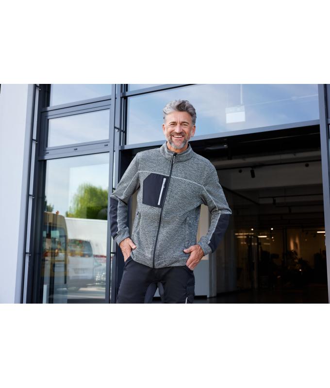 Herren Men's Structure Fleece Jacket GRS Black-melange/black/silver 10436