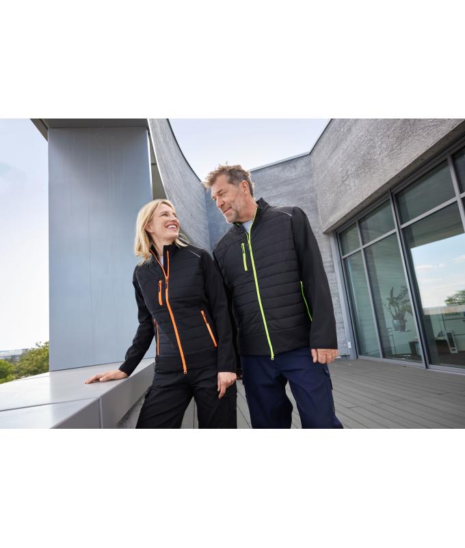 Damen Ladies' Hybrid Jacket GRS Black/neon-orange 10438
