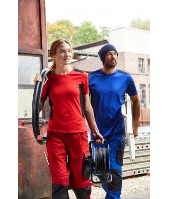 Damen Ladies' Workwear T-Shirt - STRONG -   GRS & OCS Blended Red/black 10439