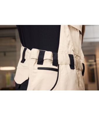 Unisex Workwear Pants with Bib - STRONG -   GRS Stone/black 10437