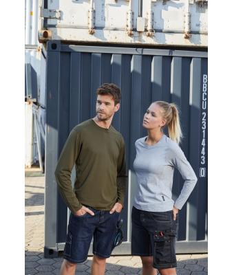 Damen Ladies' Workwear-Long-Sleeved-T   OCS Blended Grey-heather 10525