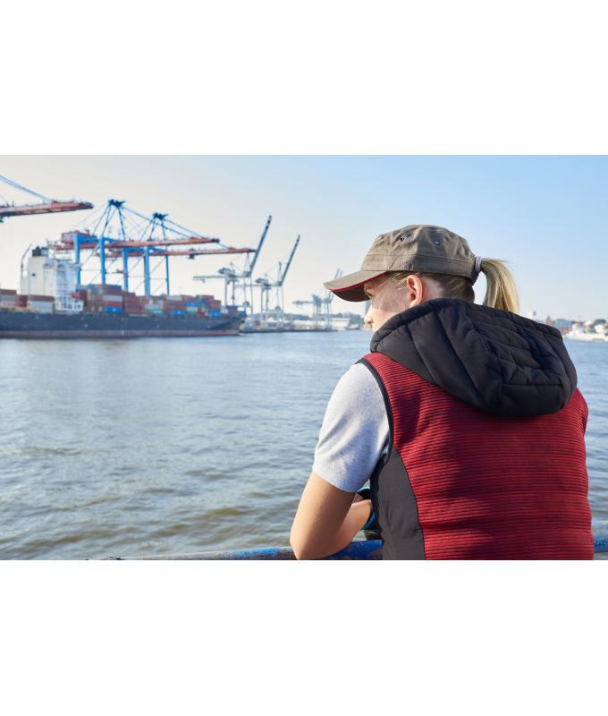 Damen Ladies' Padded Hybrid Vest Carbon-melange/black 10532