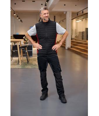 Herren Men's Padded Hybrid Vest Black/red-melange 11482