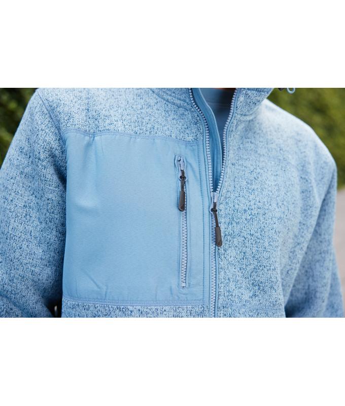 Unisex Workwear Knitted Fleece Jacket Steel-blue-melange/nature 12032