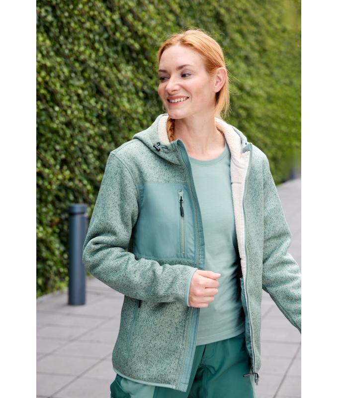 Unisex Workwear Knitted Fleece Jacket Foggy-green-melange/nature 12032