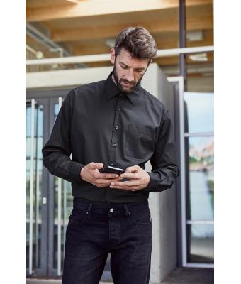 Herren Men's Business Shirt Long-Sleeved Red 8389