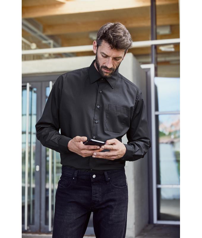 Herren Men's Business Shirt Long-Sleeved Black 8389