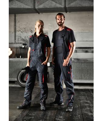 Unisex Workwear Pants with Bib - COLOR - Black/lime-green 8525