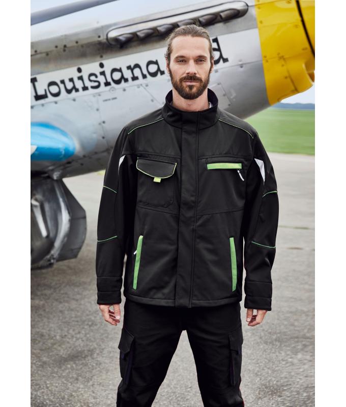 Unisex Workwear Softshell Jacket - COLOR - Black/lime-green 8528