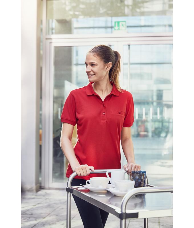 Damen Ladies' Workwear Polo Pocket Wine 8541