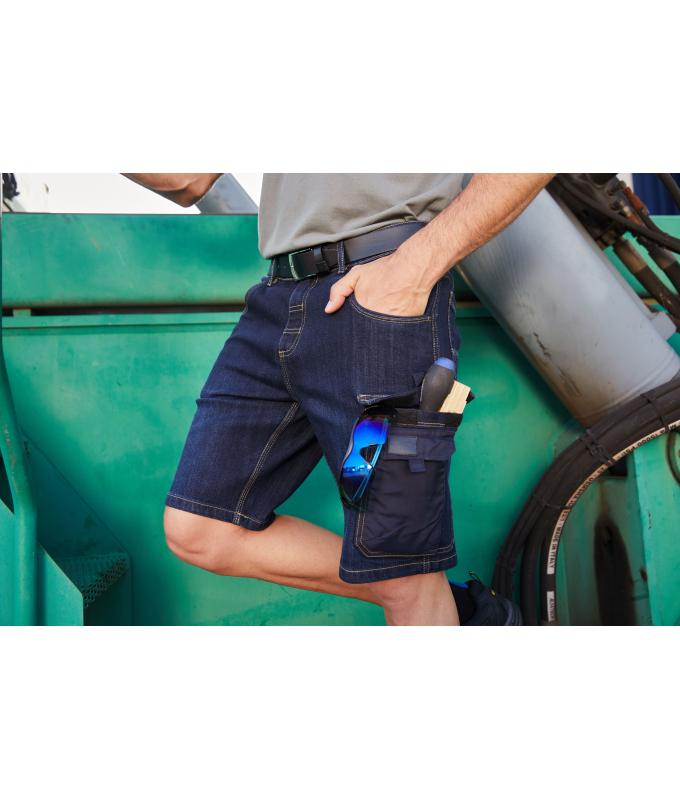 Unisex Workwear Stretch-Bermuda-Jeans Blue-denim 10523