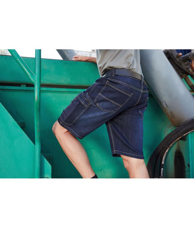 Unisex Workwear Stretch-Bermuda-Jeans Blue-denim 10523
