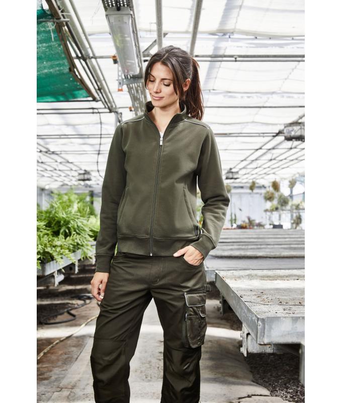 Damen Ladies' Workwear Sweat Jacket - SOLID - Black 8727