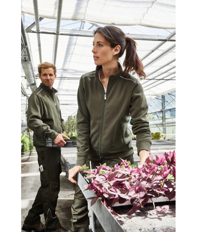 Damen Ladies' Workwear Sweat Jacket - SOLID - Black 8727