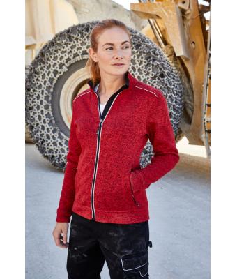 Damen Ladies' Knitted Workwear Fleece Jacket - SOLID - Olive-melange/black 10221