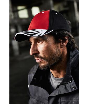 Unisex 6 Panel Craftsmen Cap - STRONG - Red/black/white 8146