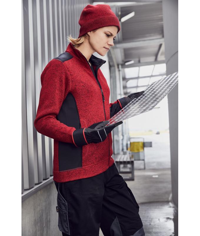 Unisex Knitted Fleece Workwear Beanie - STRONG - Red-melange/black 8519