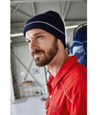 Unisex Reflective Beanie Navy/silver 8702