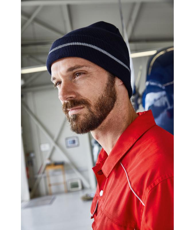 Unisex Reflective Beanie Bright-orange/silver 8702