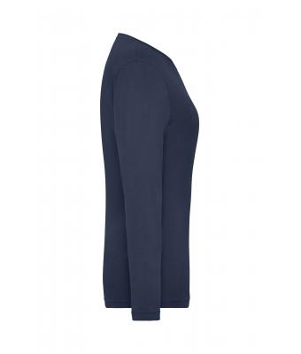 Damen Ladies' ORGANIC Stretch-Longsleeve Work - SOLID -   OCS Blended Navy 8706