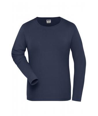 Damen Ladies' ORGANIC Stretch-Longsleeve Work - SOLID -   OCS Blended Navy 8706