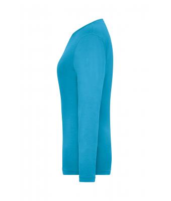 Damen Ladies' ORGANIC Stretch-Longsleeve Work - SOLID -   OCS Blended Turquoise 8706