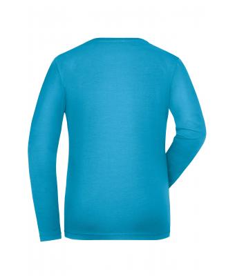 Damen Ladies' ORGANIC Stretch-Longsleeve Work - SOLID -   OCS Blended Turquoise 8706