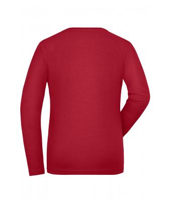 Damen Ladies' ORGANIC Stretch-Longsleeve Work - SOLID -   OCS Blended Red 8706