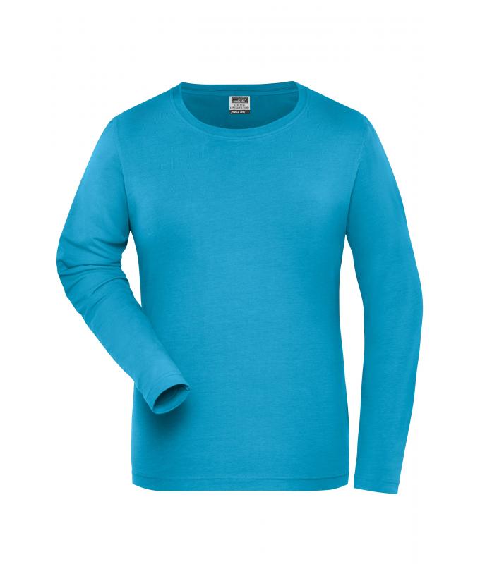 Damen Ladies' Stretch-Longsleeve Work - SOLID - OCS Standard Turquoise 8706