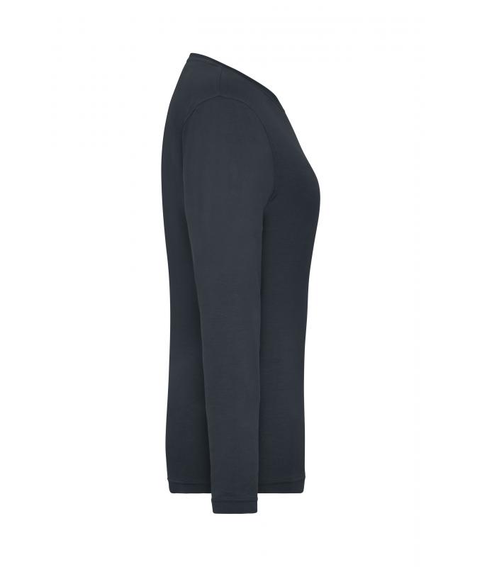 Damen Ladies' Stretch-Longsleeve Work - SOLID - OCS Standard Carbon 8706