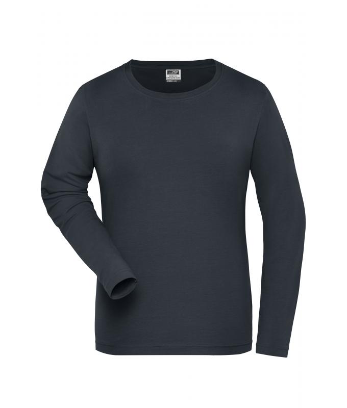 Damen Ladies' Stretch-Longsleeve Work - SOLID - OCS Standard Carbon 8706