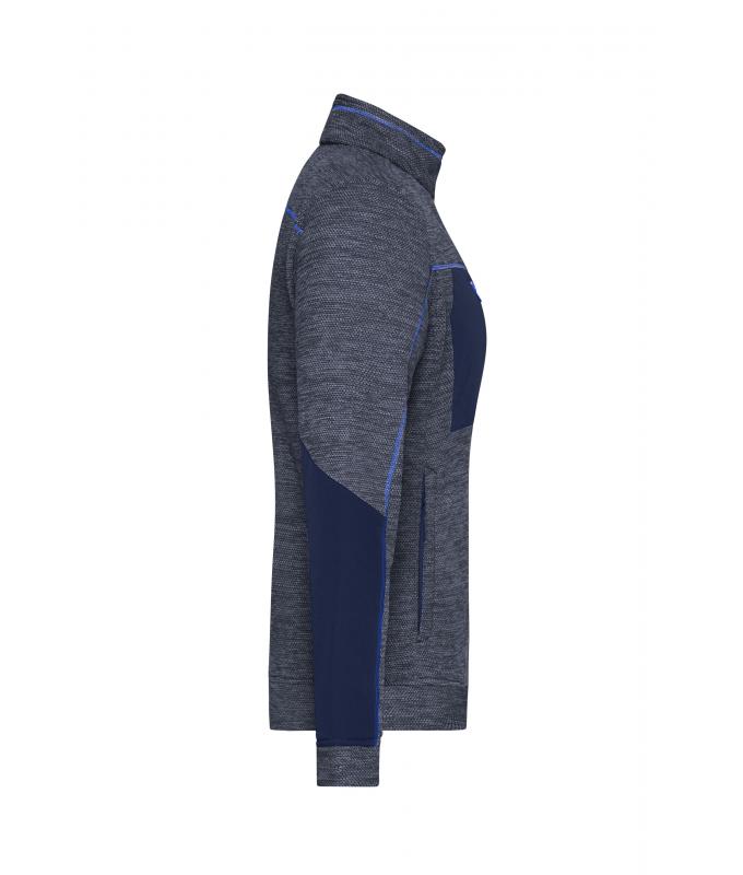 Damen Ladies' Structure Fleece Jacket GRS Navy-melange/navy/royal 10435