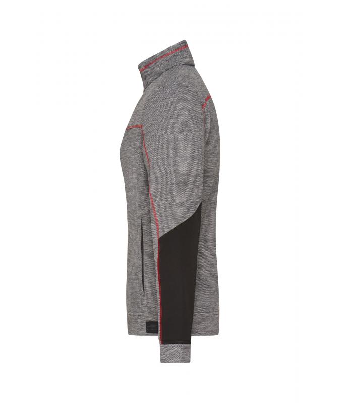 Damen Ladies' Structure Fleece Jacket GRS Carbon-melange/black/red 10435