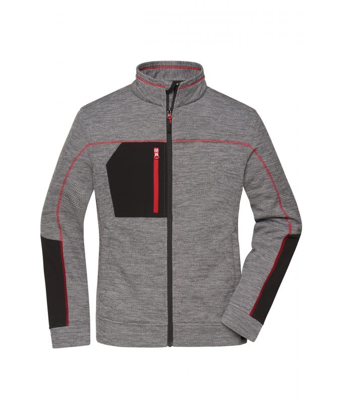 Damen Ladies' Structure Fleece Jacket GRS Carbon-melange/black/red 10435