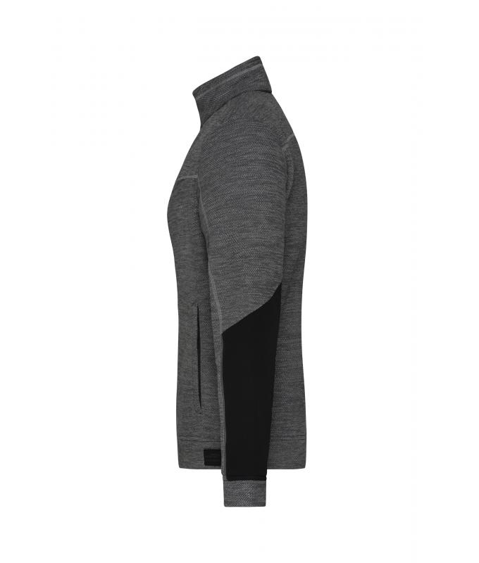 Damen Ladies' Structure Fleece Jacket GRS Black-melange/black/silver 10435