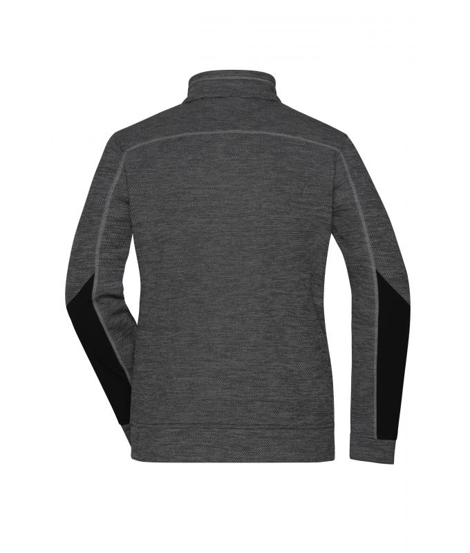 Damen Ladies' Structure Fleece Jacket GRS Black-melange/black/silver 10435