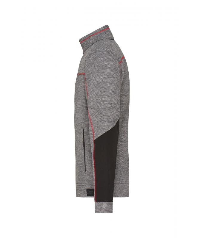 Herren Men's Structure Fleece Jacket GRS Carbon-melange/black/red 10436