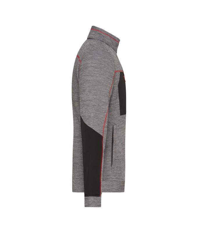 Herren Men's Structure Fleece Jacket GRS Carbon-melange/black/red 10436