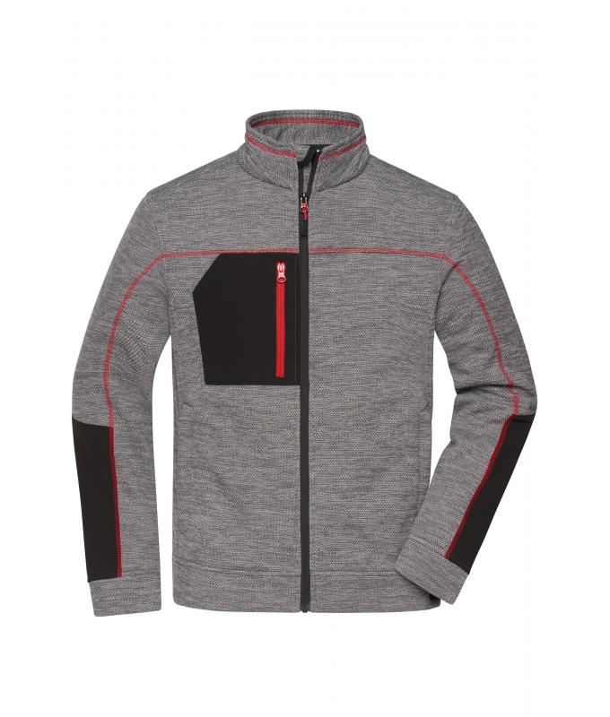 Herren Men's Structure Fleece Jacket GRS Carbon-melange/black/red 10436