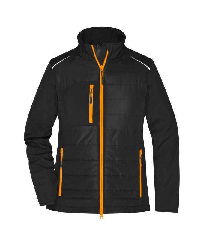 Damen Ladies' Hybrid Jacket GRS Black/neon-orange 10438