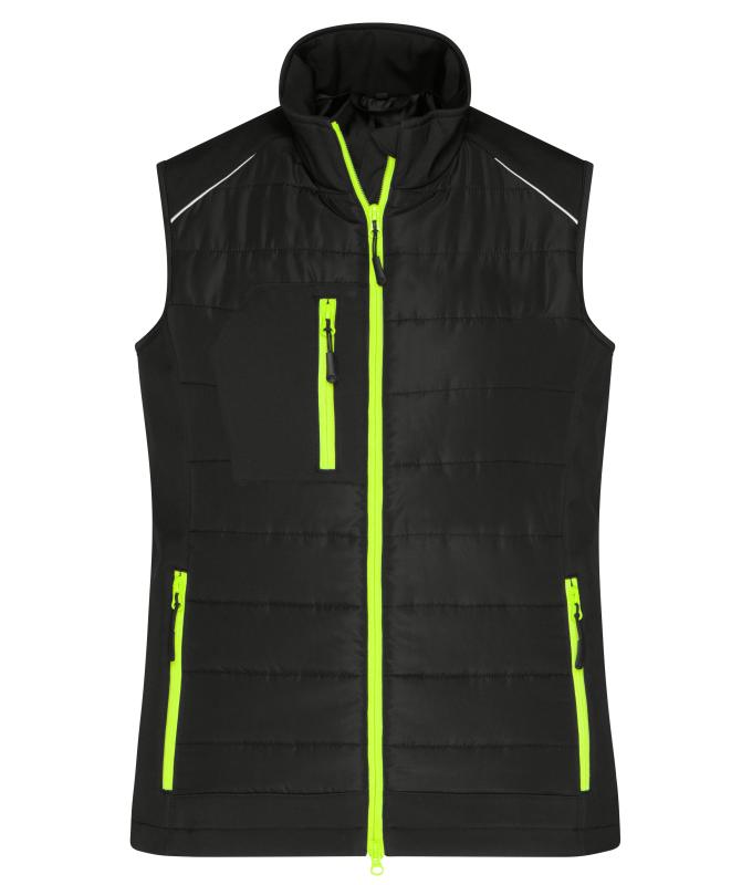 Damen Ladies' Hybrid Vest GRS Black/neon-yellow 10441
