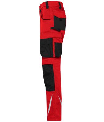 Unisex Workwear Pants Slim Line  - STRONG -   GRS Red/black 10430
