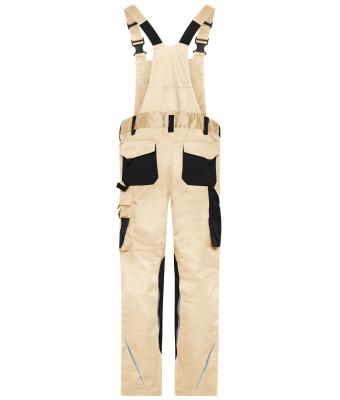 Unisex Workwear Pants with Bib - STRONG -   GRS Stone/black 10437
