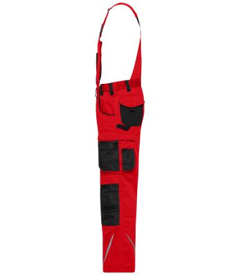 Unisex Workwear Pants with Bib - STRONG -   GRS Red/black 10437