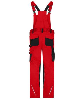 Unisex Workwear Pants with Bib - STRONG -   GRS Red/black 10437