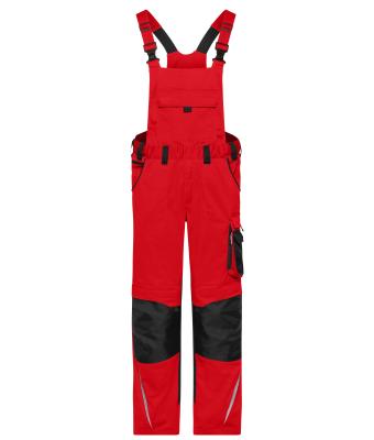 Unisex Workwear Pants with Bib - STRONG -   GRS Red/black 10437