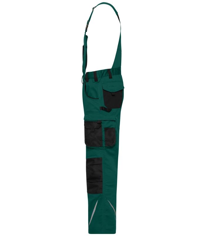 Unisex Workwear Pants with Bib - STRONG - GRS & OCS Blended Dark-green/black 10437