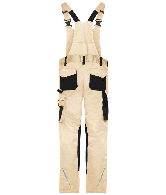 Unisex Workwear Pants with Bib - STRONG - GRS & OCS Blended Stone/black 10437